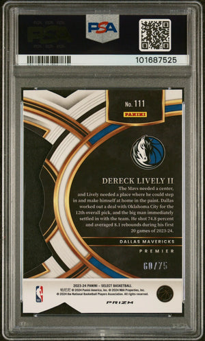 2023 Panini Select Dereck Lively II RC Rookie Neon Green Die-Cut PSA 10 /75 