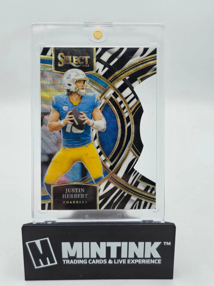 2023 Panini Select Football Justin Herbert Premier Zebra Die-Cut Prizm 