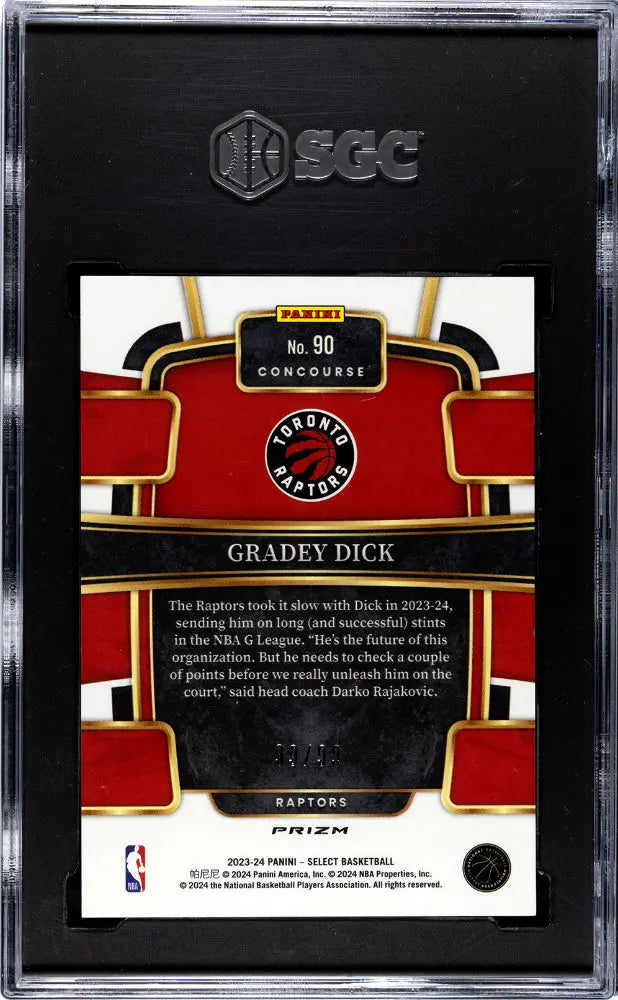 2023 Panini Select Gradey Dick RC Rookie Light Blue Disco Prizm SGC 9.5 99/99 