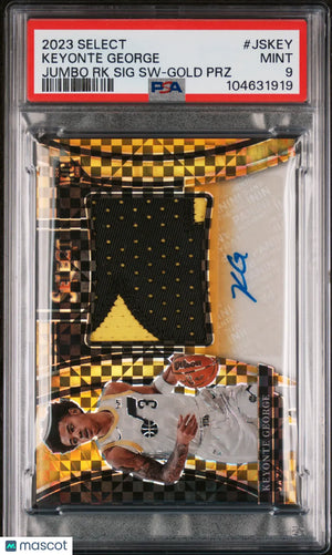 2023 Panini Select Jumbo Rookie Auto Swatch Keyonte George Gold Prizm PSA 9 /10 