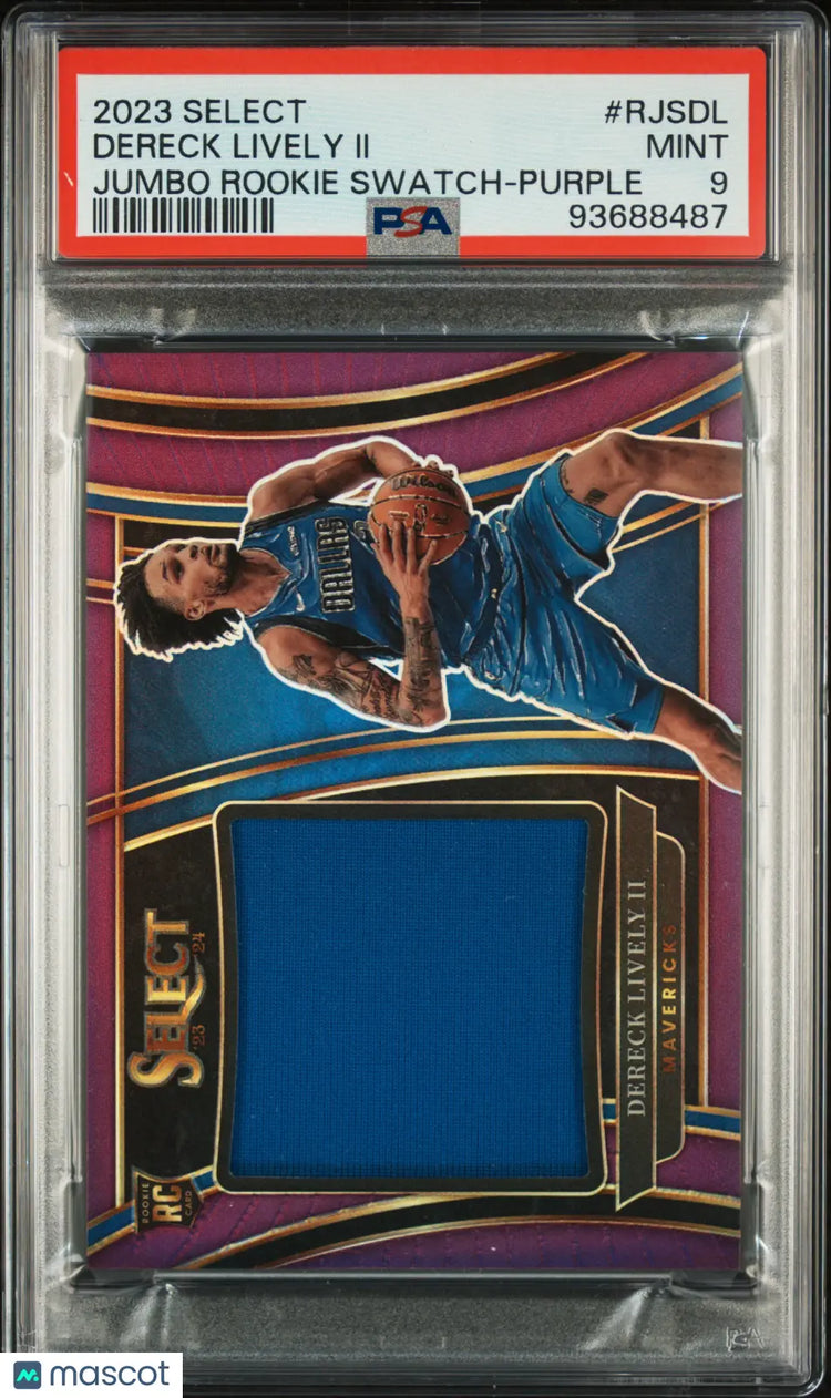 2023 Panini Select Jumbo Rookie Swatches Dereck Lively II Purple PSA 9 /99 