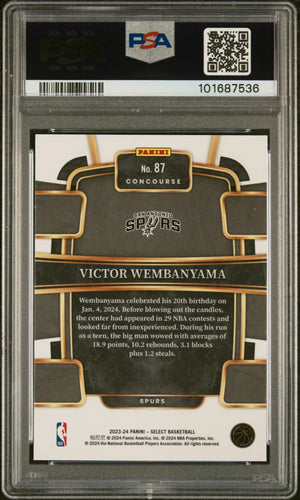 2023 Panini Select Victor Wembanyama RC Rookie Concourse Prizm PSA 10 