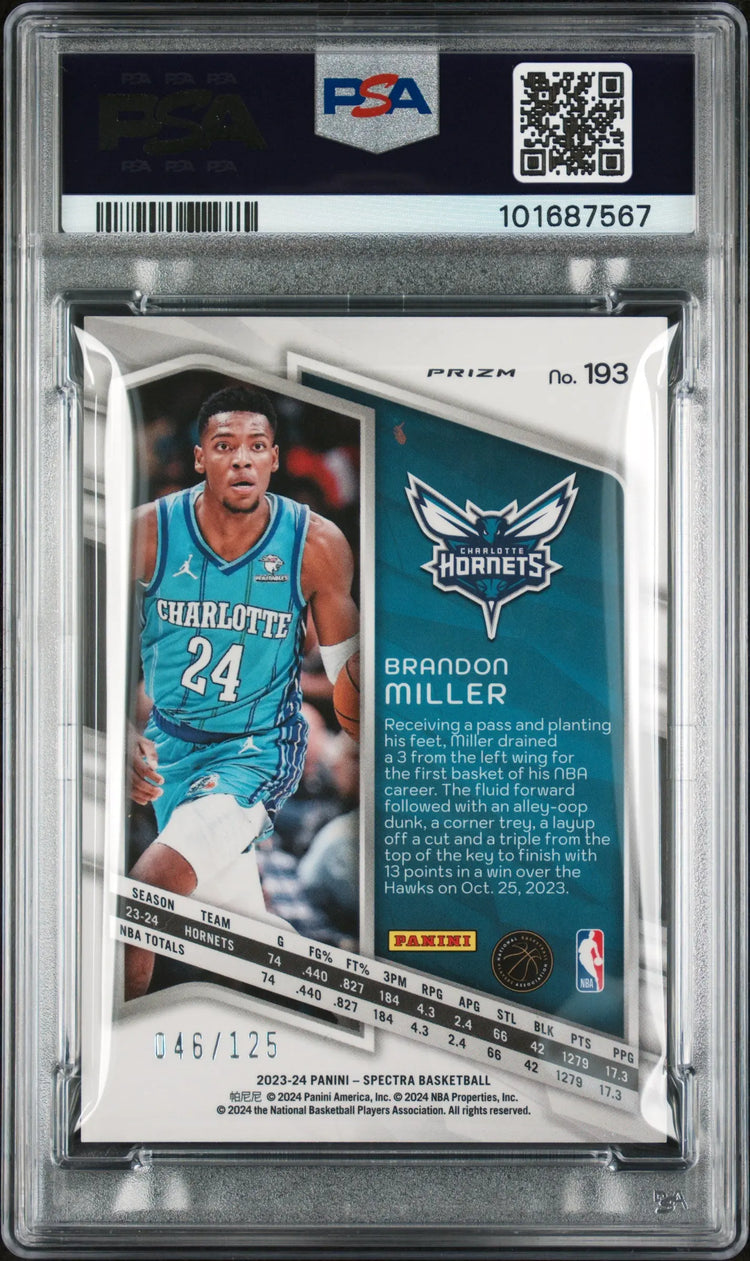 2023 Panini Spectra Basketball Brandon Miller RC Rookie Celestial PSA 9 /125 