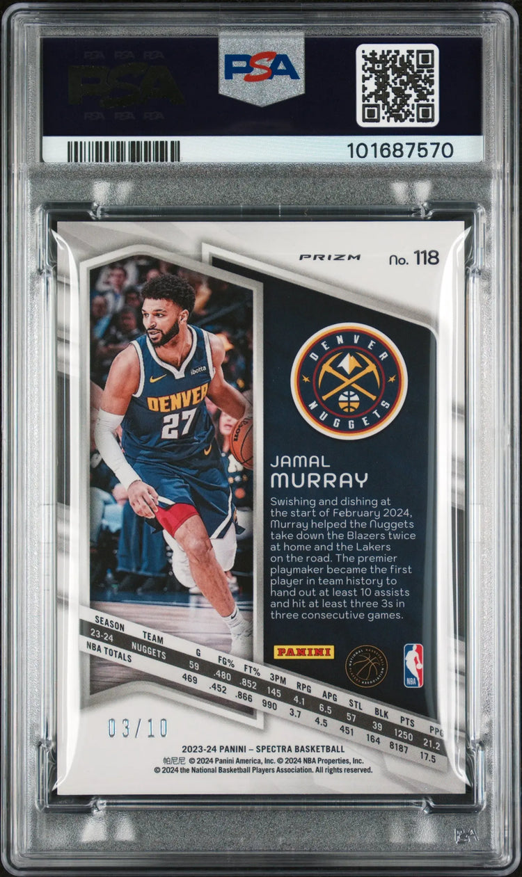 2023 Panini Spectra Basketball Jamal Murray Gold PSA 8 /10 