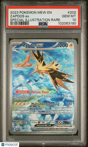 2023 Pokemon Mew EN Zapdos EX #202 Special Illustration Rare PSA 10 