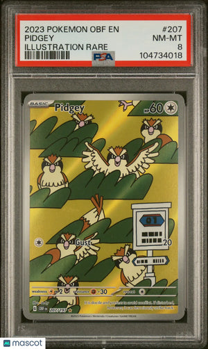 2023 Pokemon Obsidian Flames Pidgey #207 Illustration Rare PSA 8 