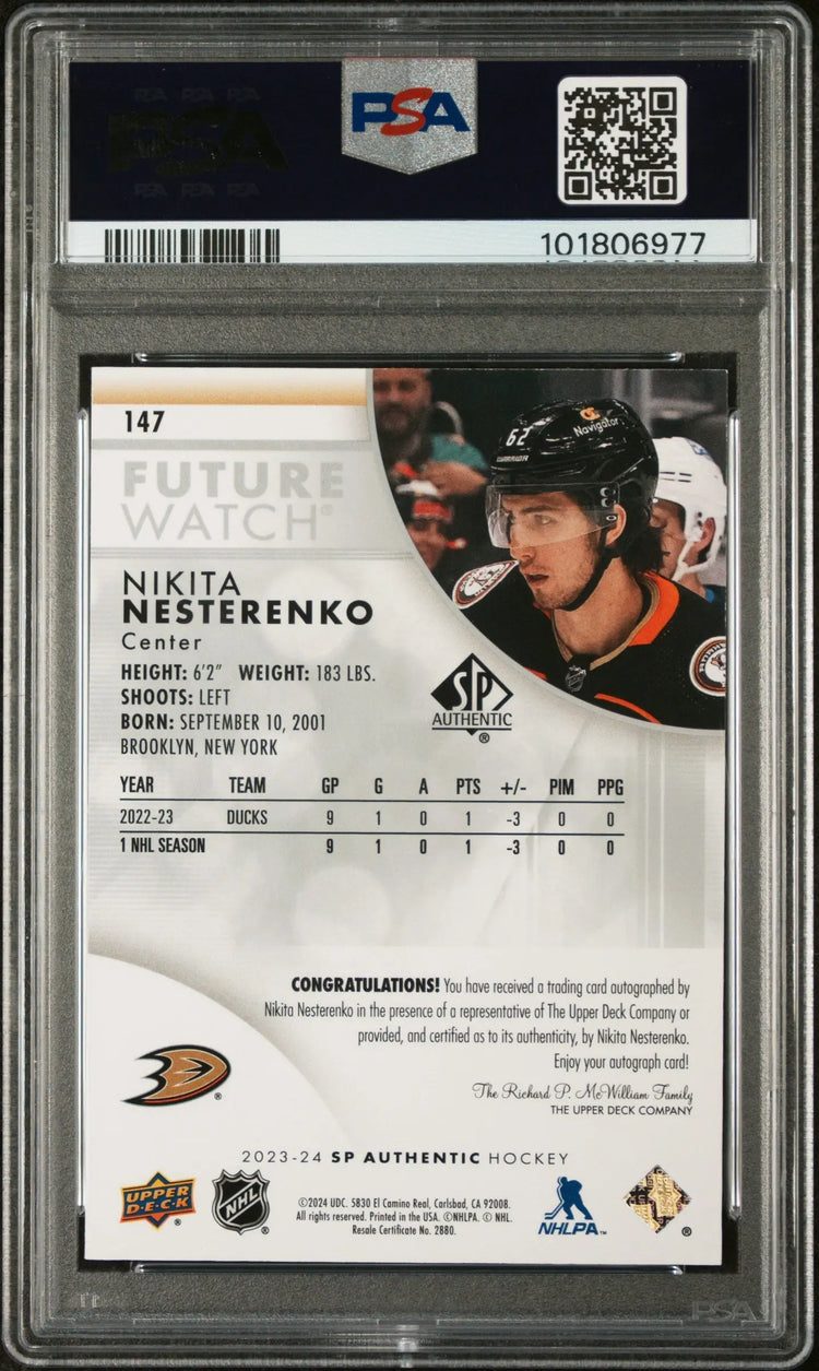 2023 SP Authentic Nikita Nesterenko Future Watch Autograph PSA 8 /999 