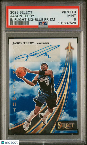 2023 Select In Flight Blue Prizm Signatures Autograph Jason Terry PSA 9 /49 