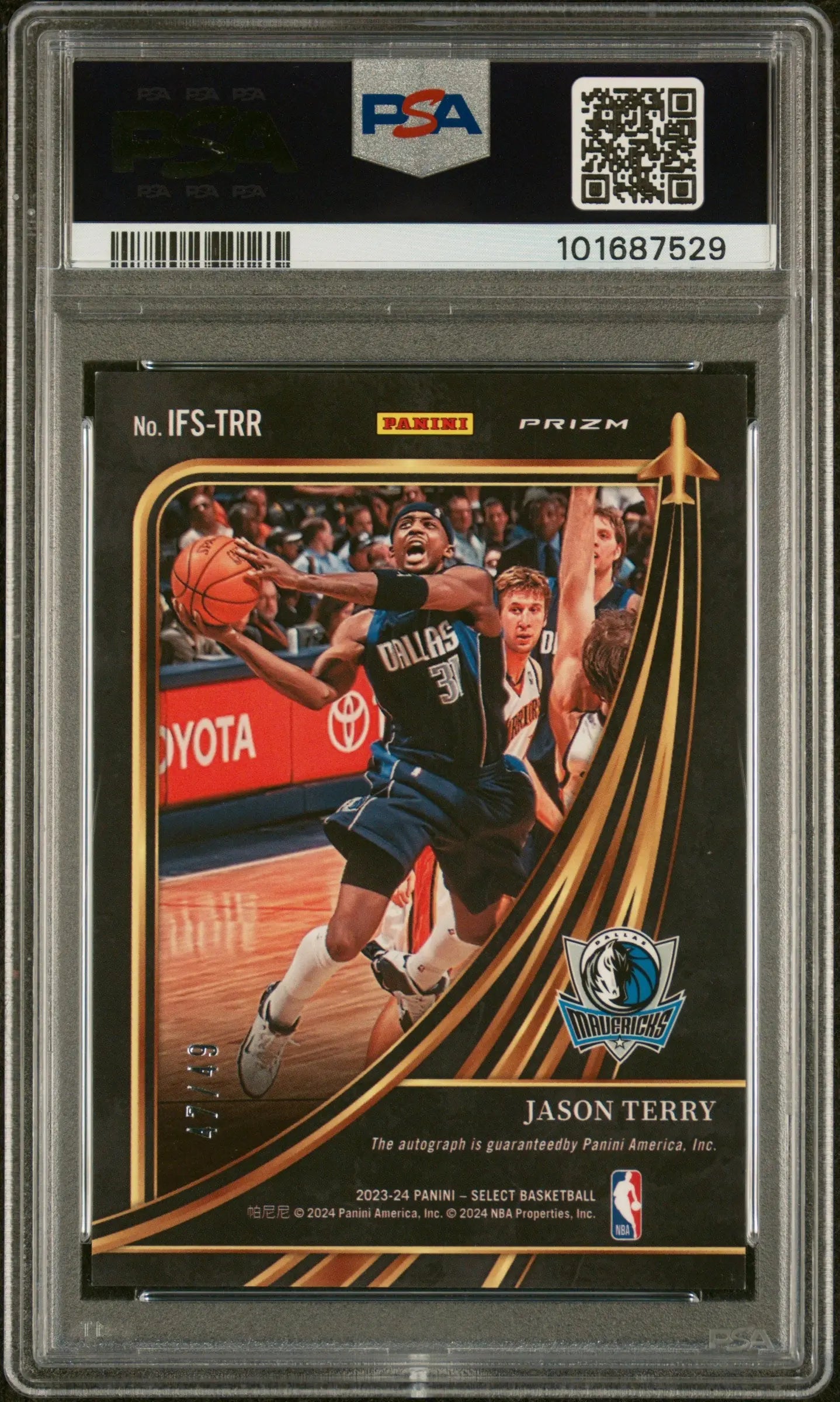 2023 Select In Flight Blue Prizm Signatures Autograph Jason Terry PSA 9 /49 