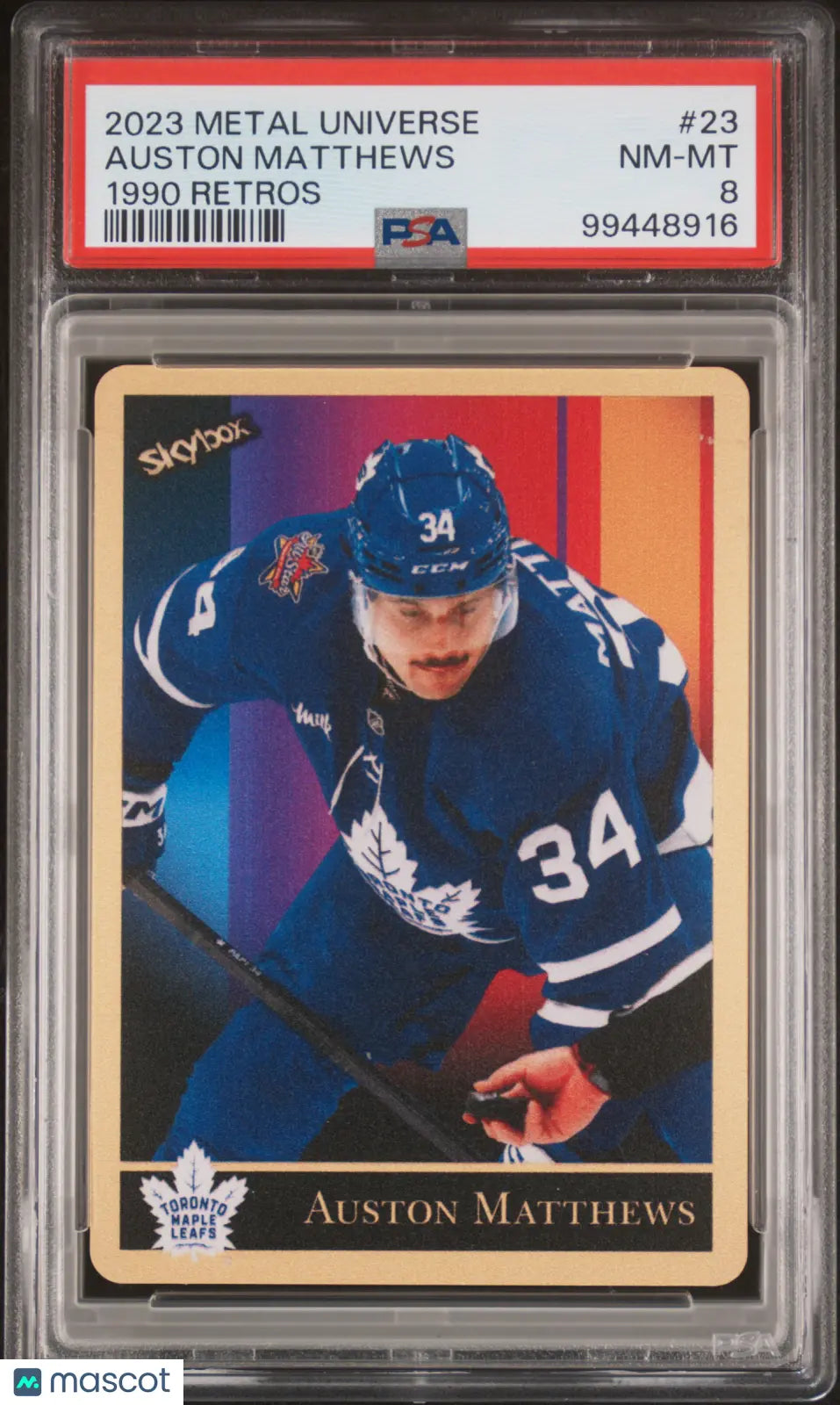 2023 Skybox Metal Universe 1990 Skybox Metal Retros Auston Matthews PSA 8 