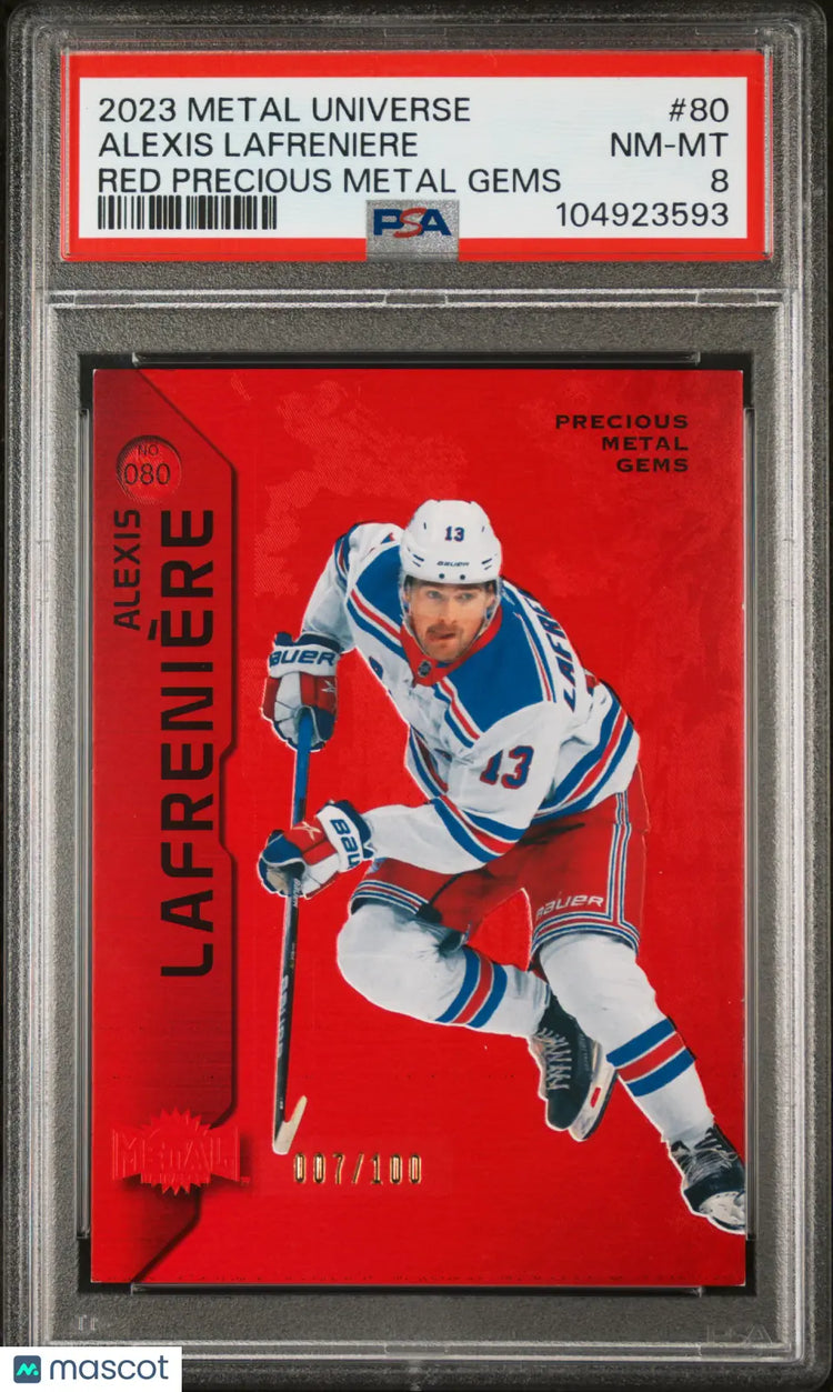 2023 Skybox Metal Universe  Hockey Alexis Lafreniere PMG Red PSA 8 /100 