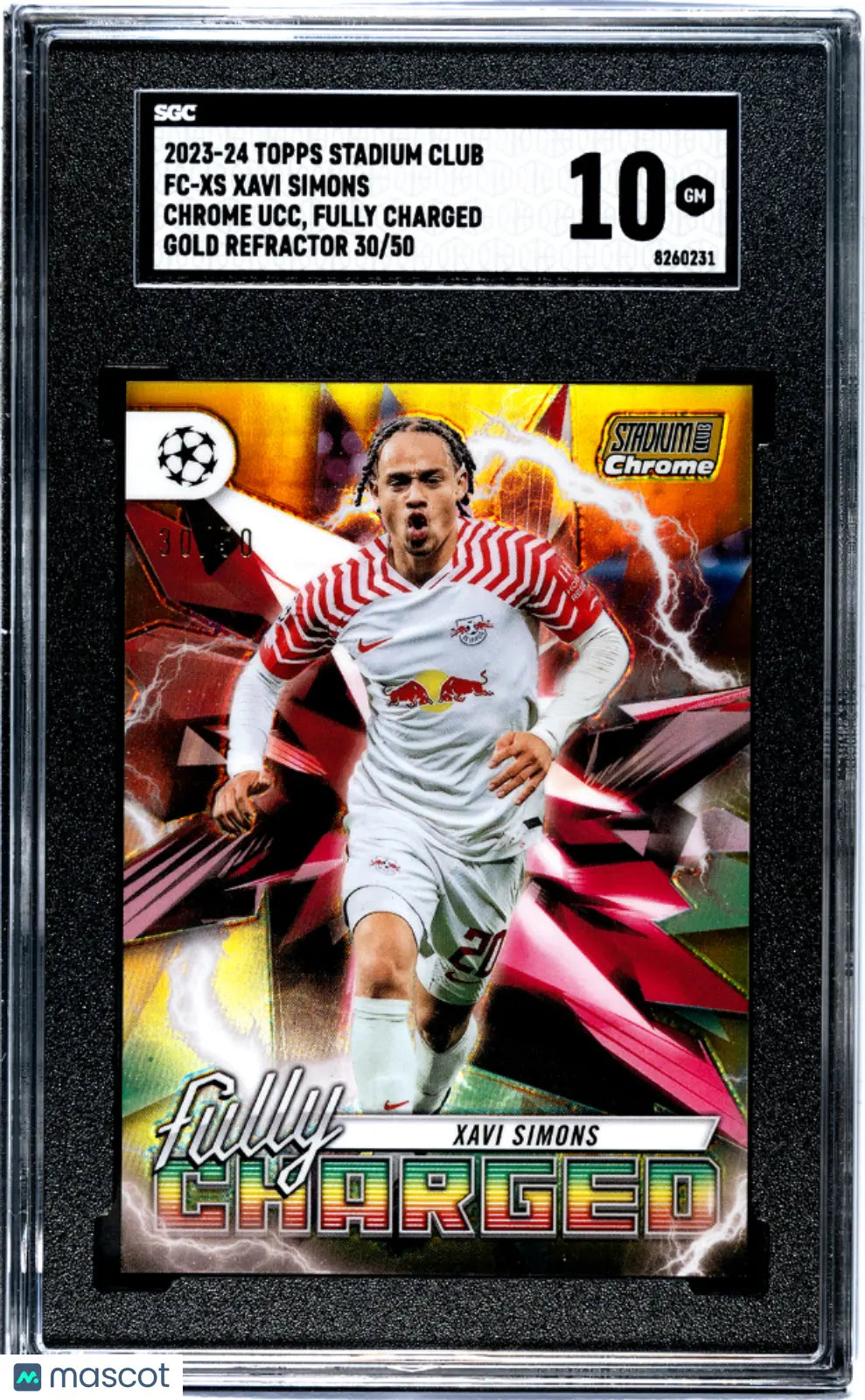 2023 Stadium Club Chrome UCL Xavi Simons Fully Charged Gold Refractor SGC 10 /50 