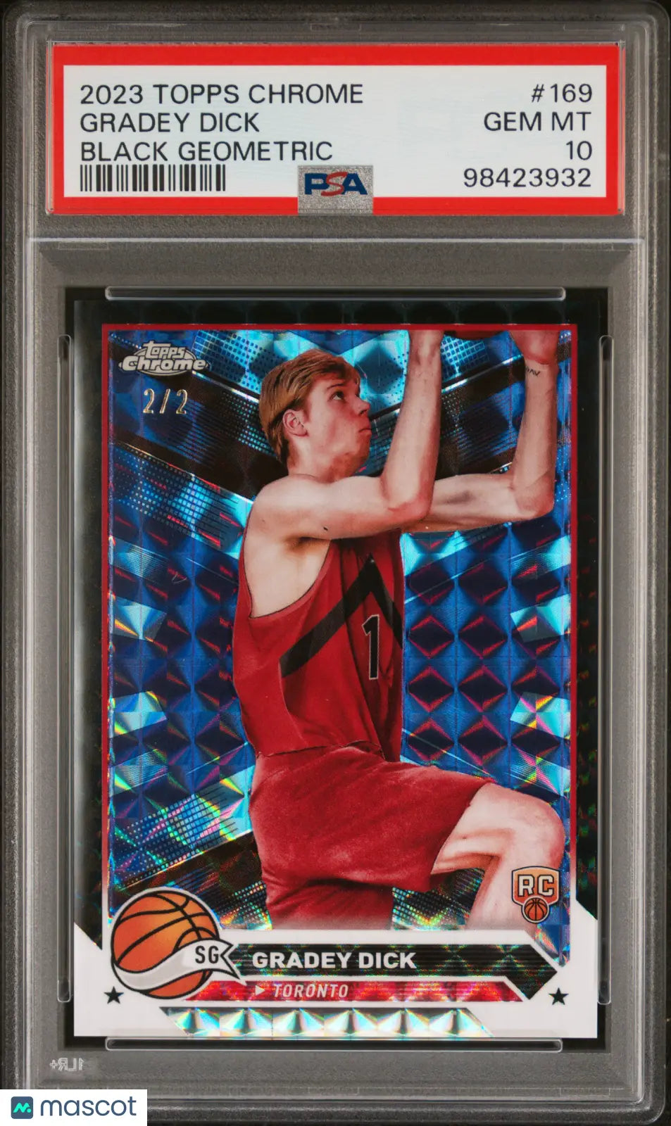 2023 Topps Chrome Basketball Gradey Dick RC Rookie Black Geometric PSA 10 2/2 