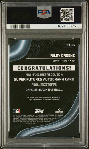 2023 Topps Chrome Black Riley Greene RC Super Futures Auto  PSA 10 /99 