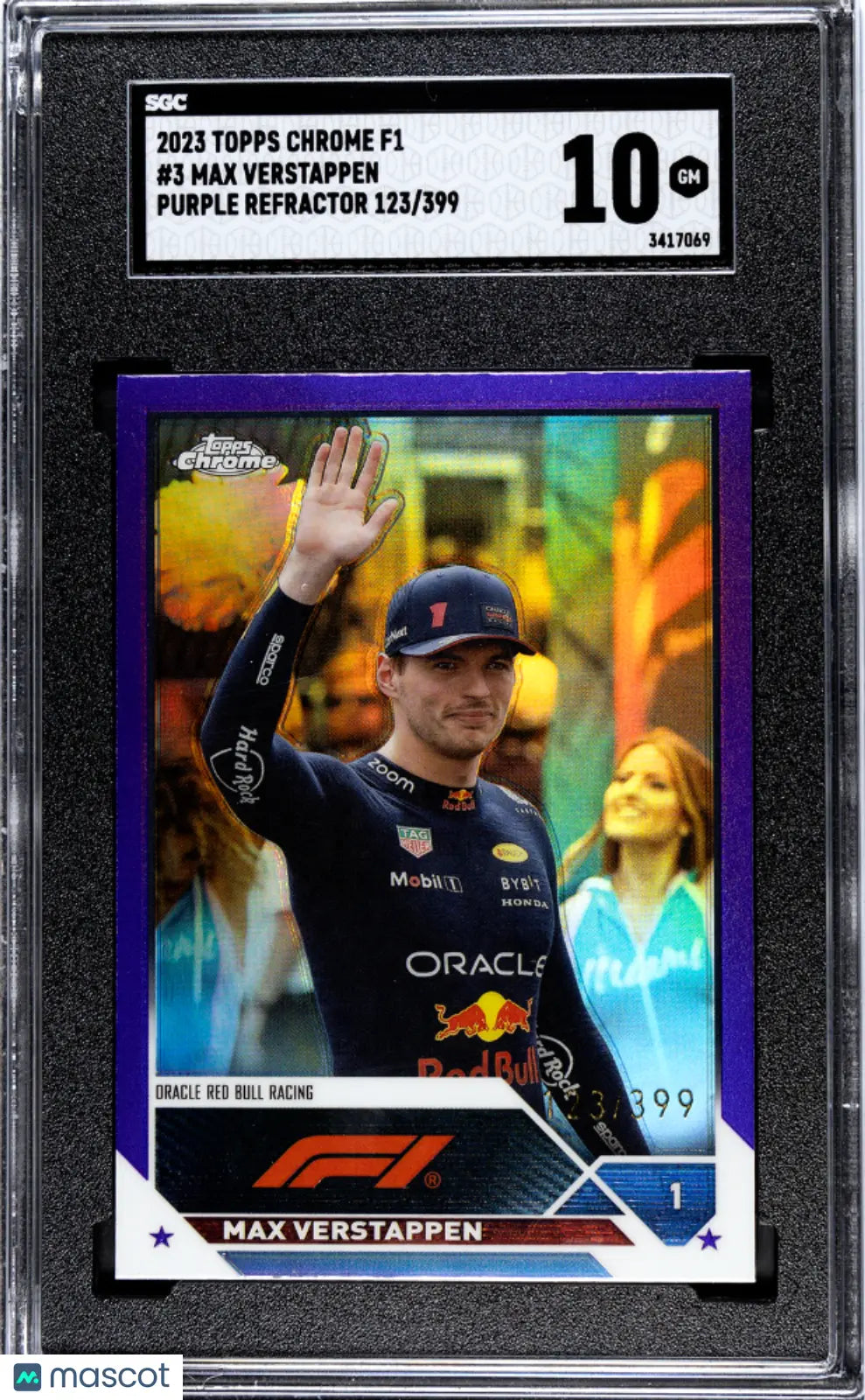 2023 Topps Chrome F1 Max Verstappen Purple Refractor SGC 10 /399 