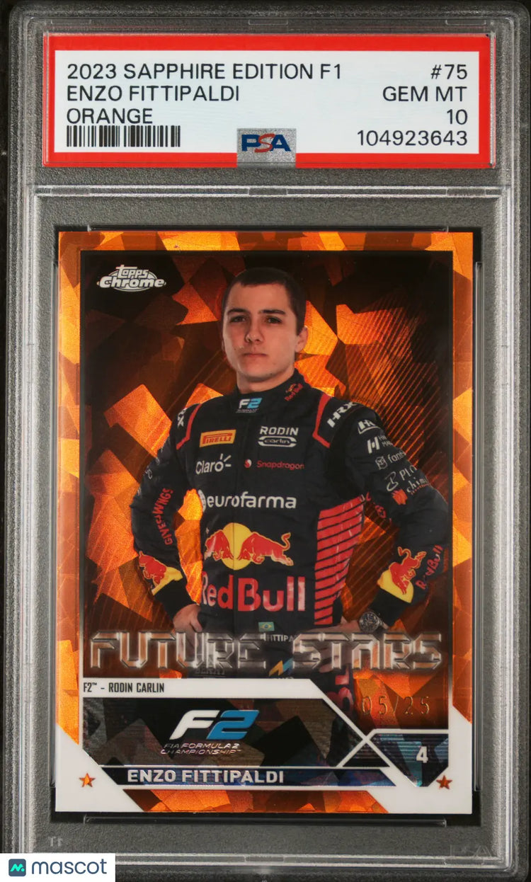 2023 Topps Chrome Formula 1 Sapphire Edition Enzo Fittipaldi Orange PSA 10 /25 