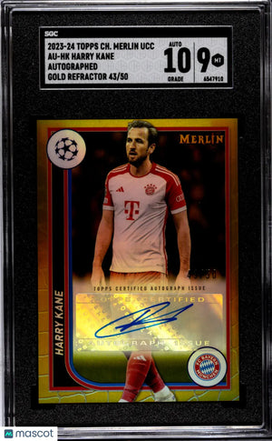 2023 Topps Chrome Merlin UCC Harry Kane Gold Refractor Auto SGC 9 /50 