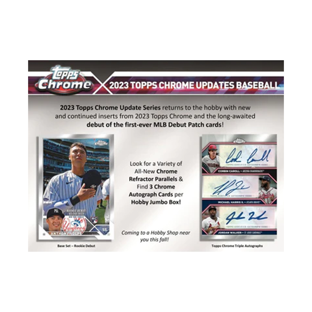 2023 Topps Chrome Update Series Baseball Jumbo Hobby Box  Possible Debut Patches