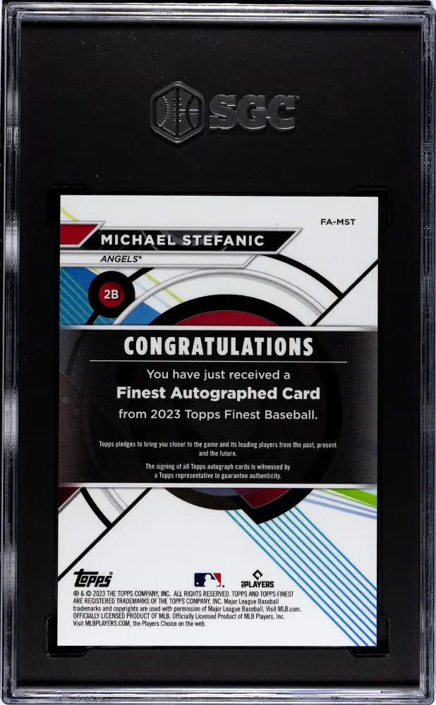 2023 Topps Finest Baseball Michael Stefanic RC Blue Refractor Auto SGC 9.5 /150 