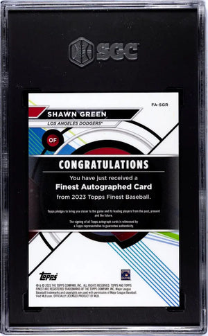 2023 Topps Finest Baseball Shawn Green Blue Refractor Autograph SGC 9.5 /150 