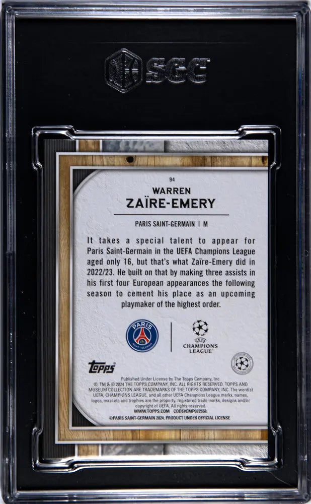 2023 Topps Museum Collection UCL Warren Zaire-Emery Amethyst SGC 9 /99 