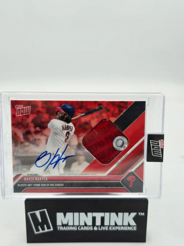 2023 Topps Now Baseball Bryce Harper Career Homerun #300 Relic Auto 3/10 