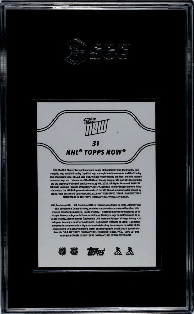 2023 Topps Now Nhl Stickers Connor Bedard #31 SGC 9.5 