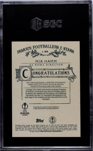 2023 Topps UEFA Club Competitions Mia Hamm A&G Autograph SGC 9.5 #L-MH 