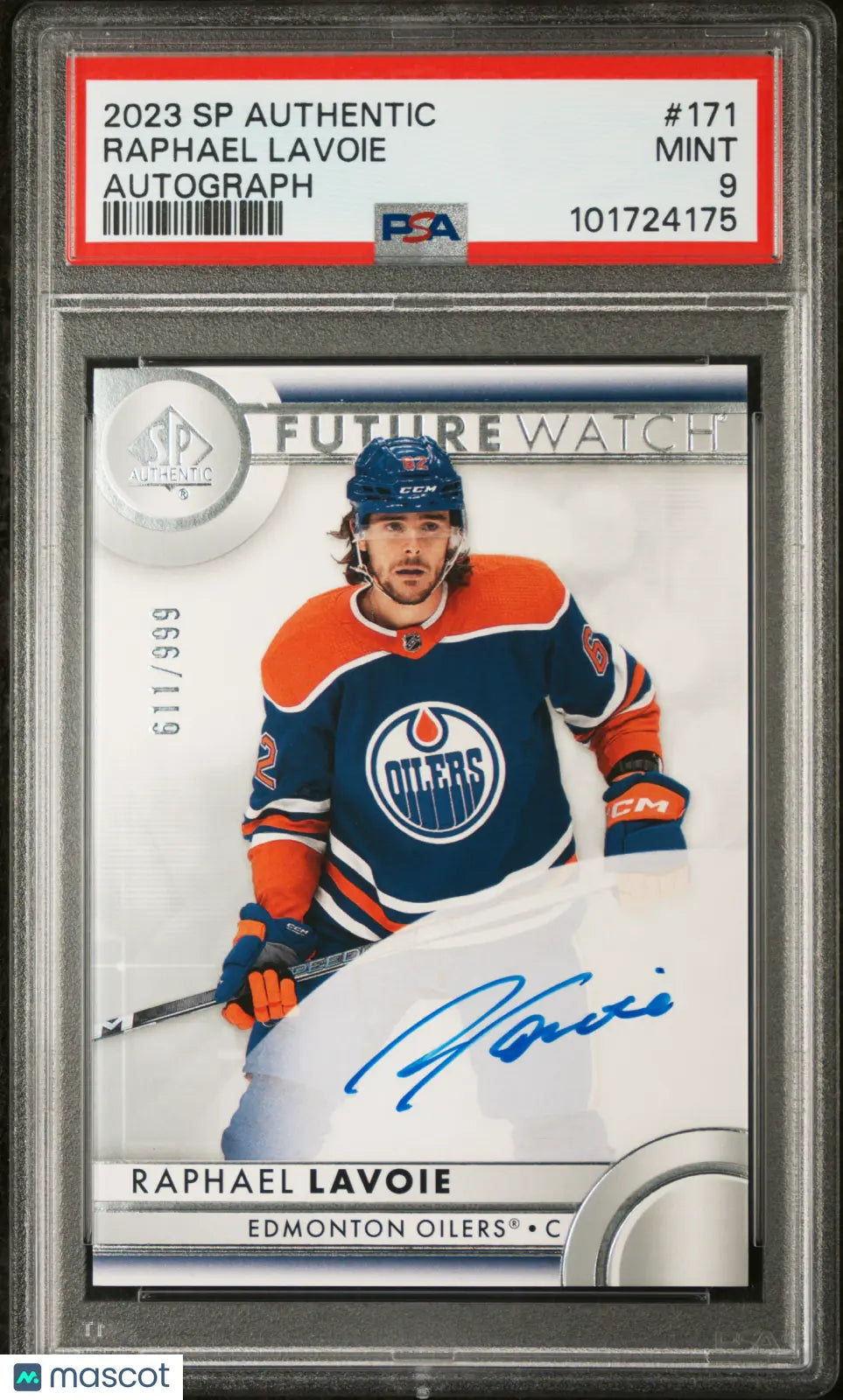 2023 UD SP Authentic Raphael Lavoie Future Watch Autograph PSA 9 /999 