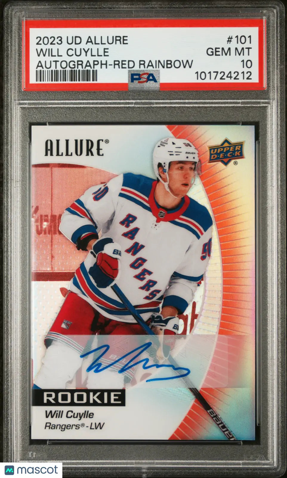 2023 Upper Deck Allure Will Cuylle Rookie Red Rainbow Auto PSA 10 