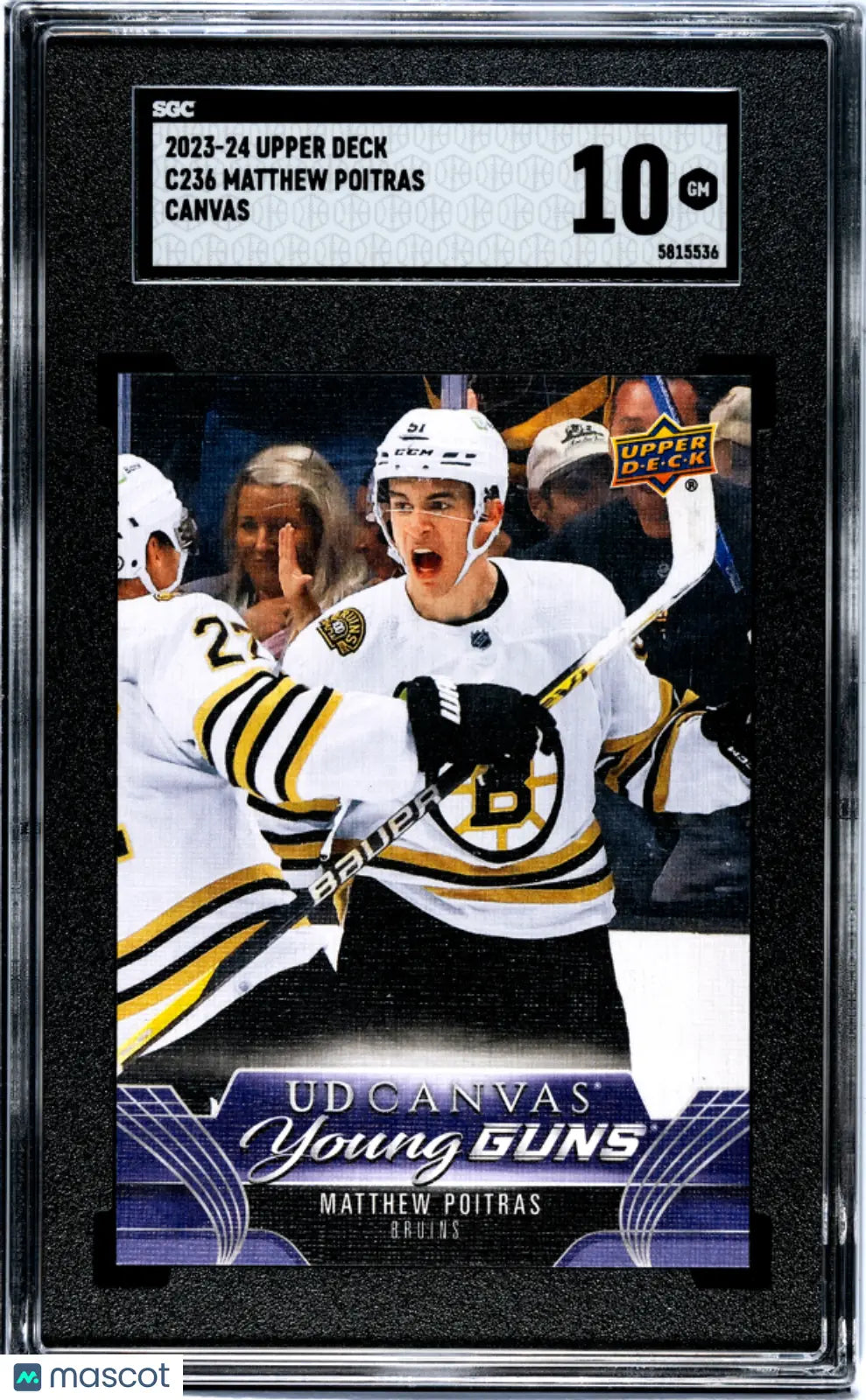 2023 Upper Deck Series 2 Hockey Matthew Poitras UD Canvas Young Guns SGC 10 