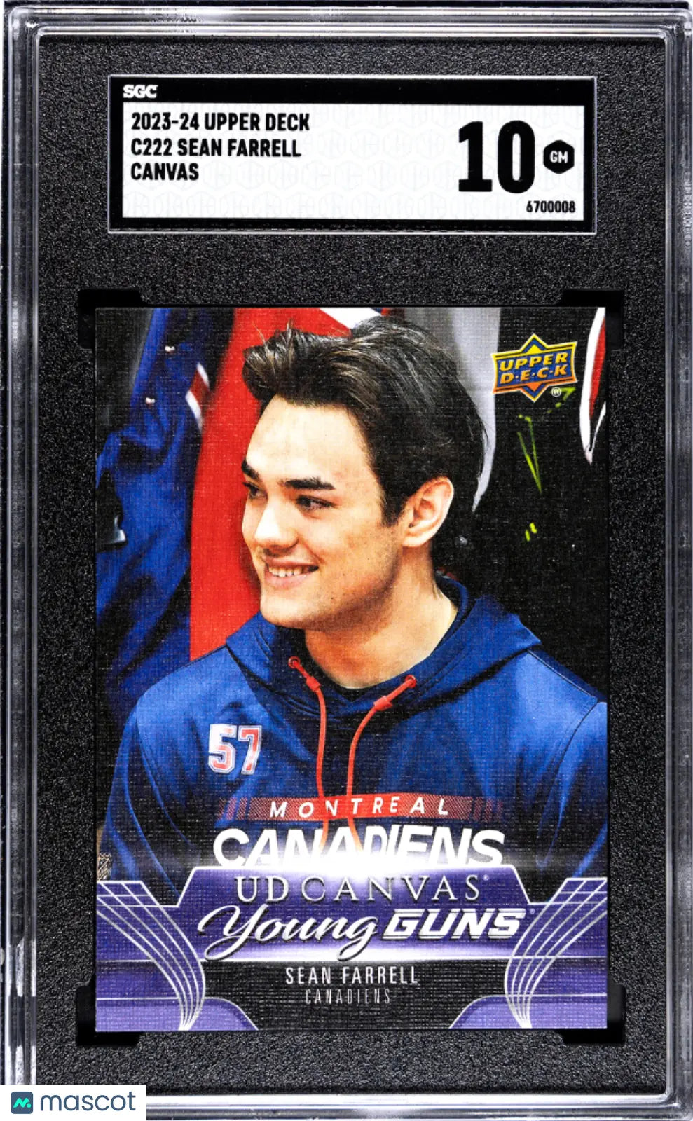 2023 Upper Deck Series 2 Hockey Sean Farrell UD Canvas Young Guns SGC 10 