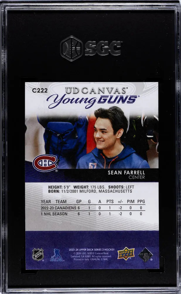 2023 Upper Deck Series 2 Hockey Sean Farrell UD Canvas Young Guns SGC 10 