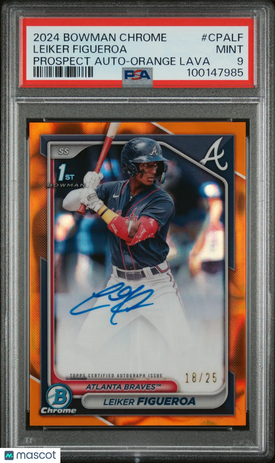 2024 1st Bowman Chrome Prospect Auto Orange Lava Leiker Figueroa PSA 9 /25 