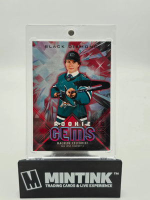 2024-25 UD Black Diamond Hockey Macklin Celebrini RC Rookie Gems Ruby /100 