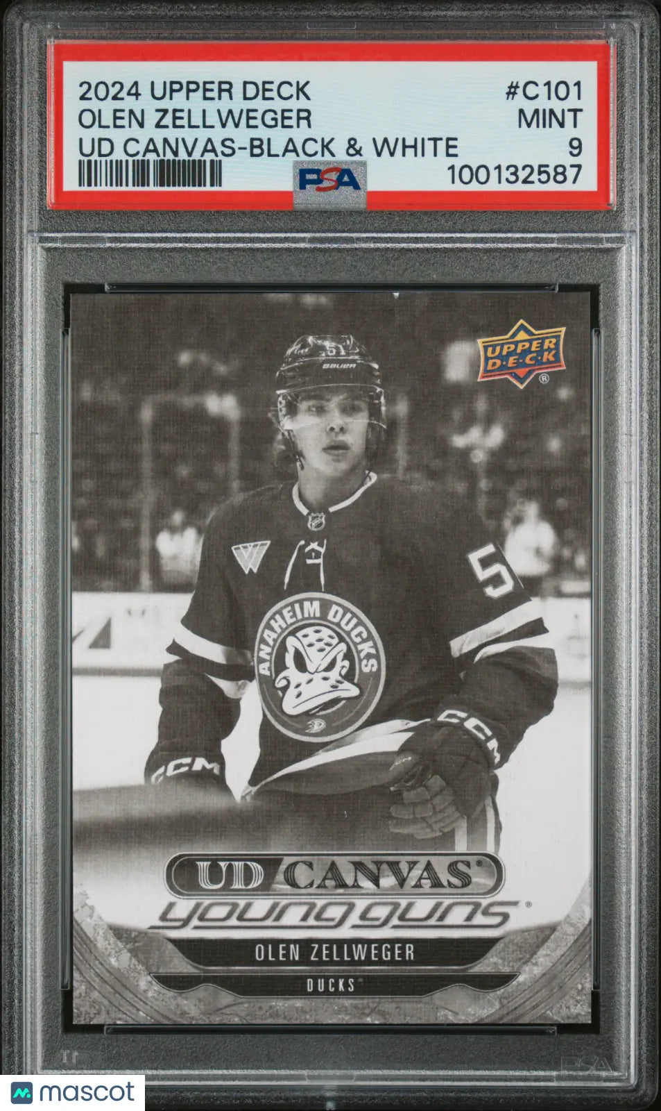 2024-25 UD Series 1 UD Canvas Black & White Young Guns Olen Zellweger PSA 9 