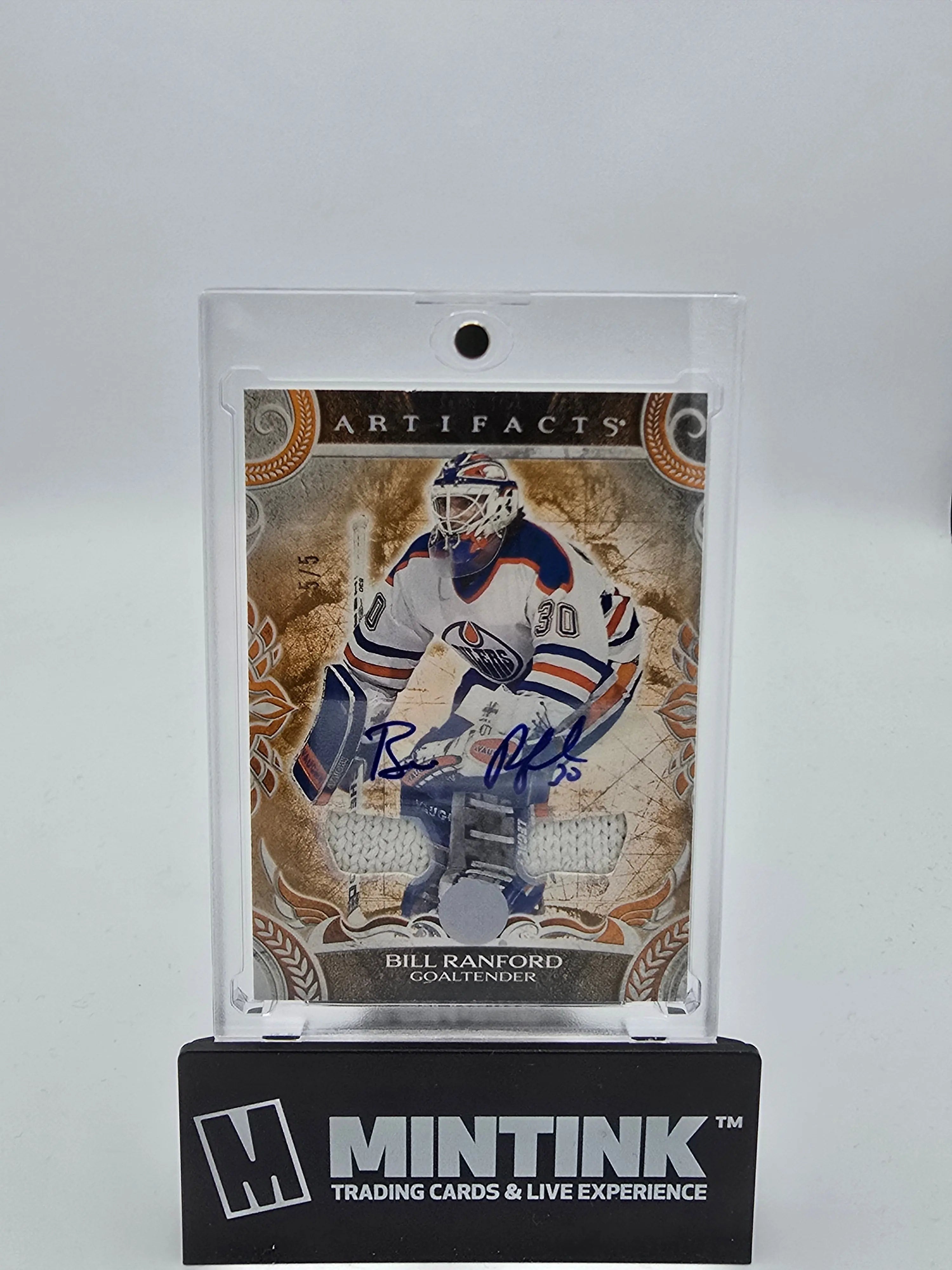 2024-25 Upper Deck Artifacts Bill Ranford Orange Auto Dual Materials 5/5 