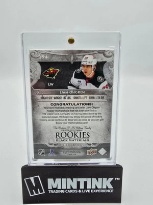 2024-25 Upper Deck Artifacts Hockey Liam Ohgren Rookie Black Dual Materials /5 