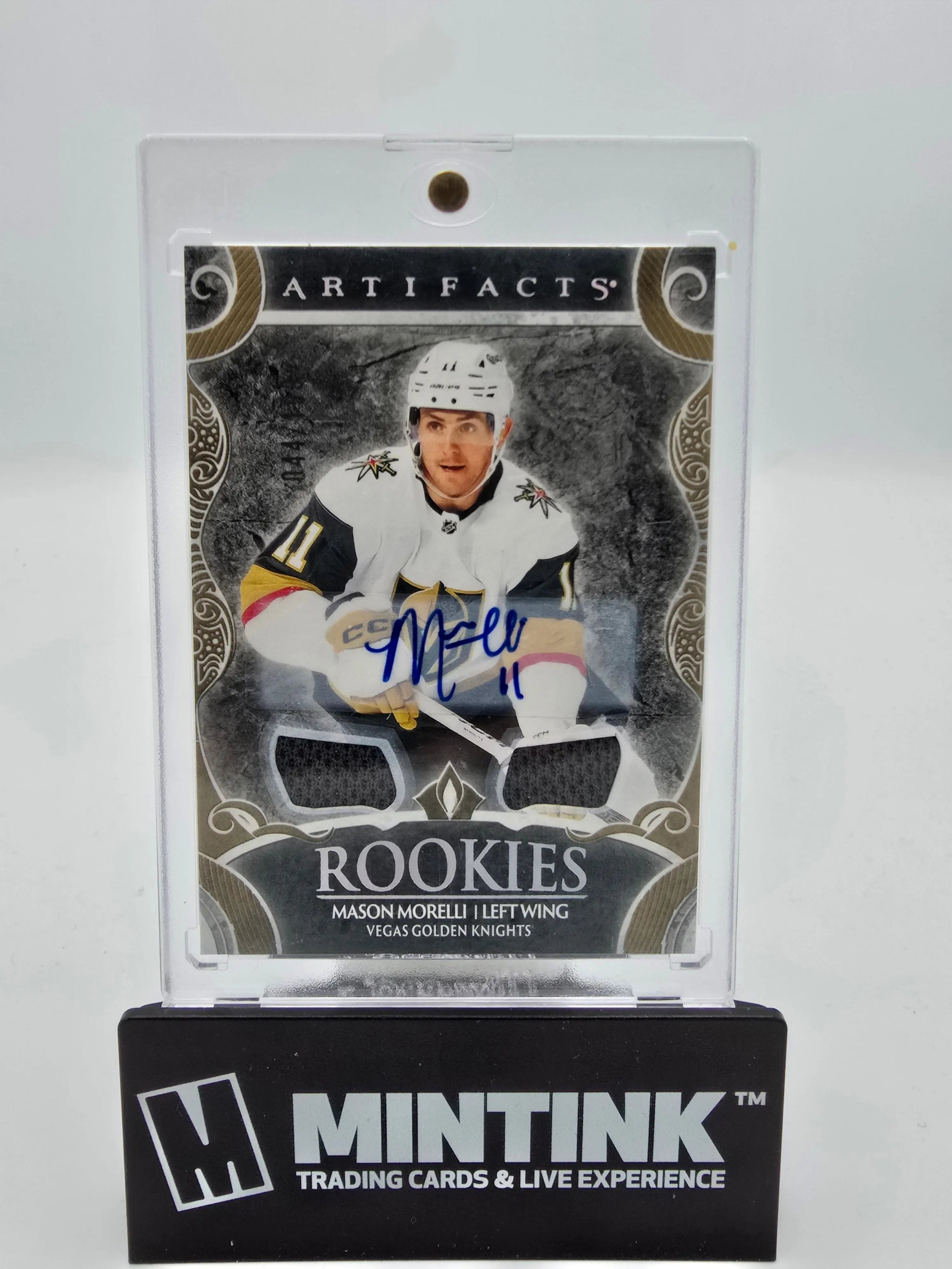 2024-25 Upper Deck Artifacts Hockey Mason Morelli Gold Rookie Dual Materials Autograph /199 