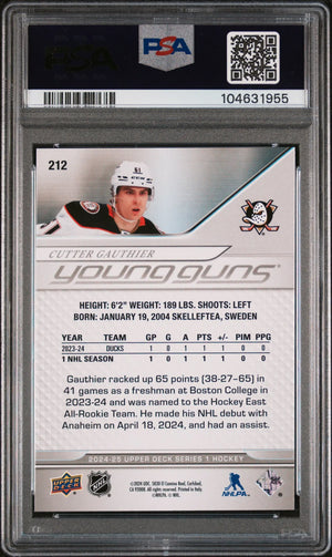 2024-25 Upper Deck Series 1 Hockey Cutter Gauthier Young Guns RC PSA 9 