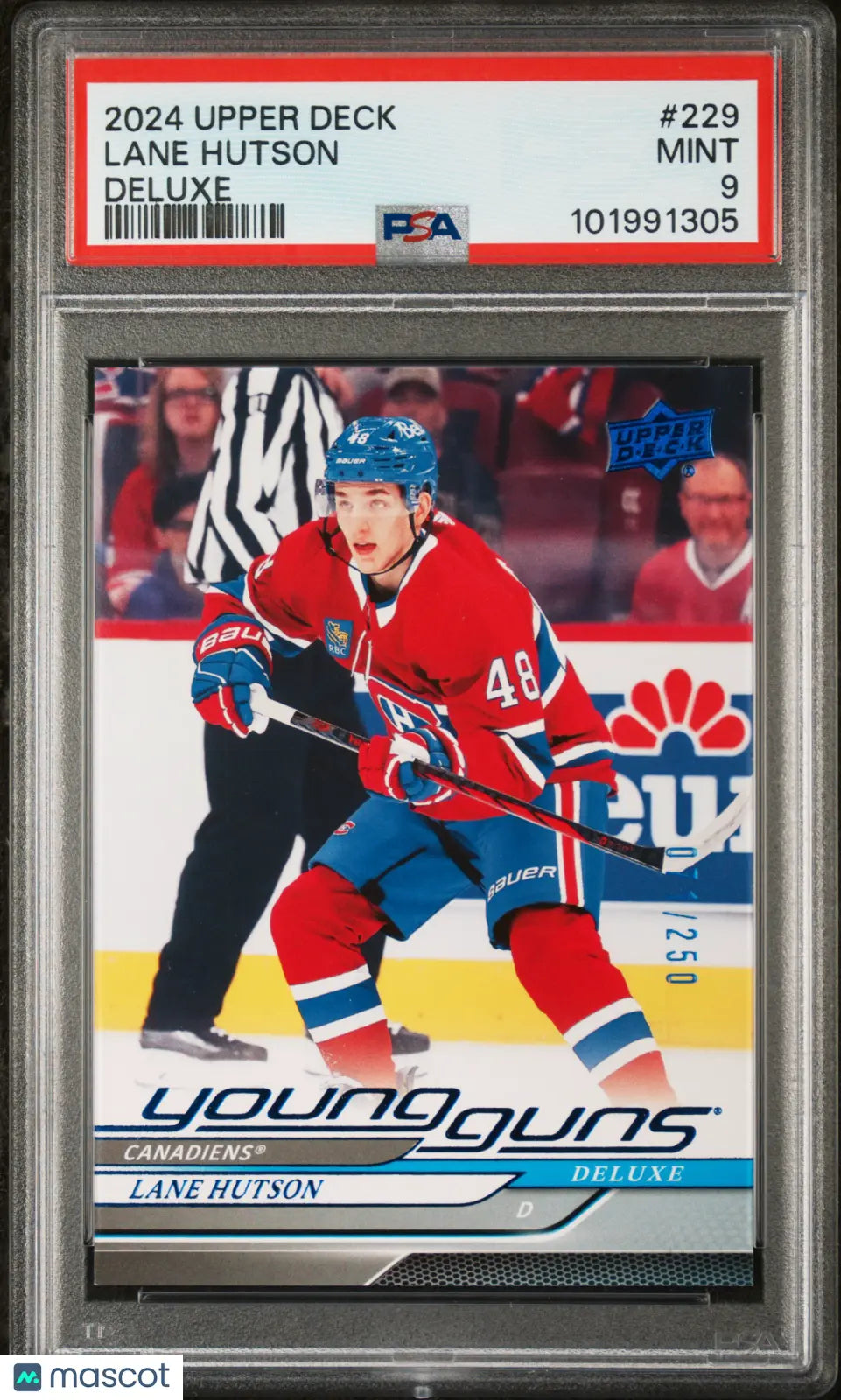 2024-25 Upper Deck Series 1 Hockey Lane Hutson Deluxe Young Guns PSA 9 /250 