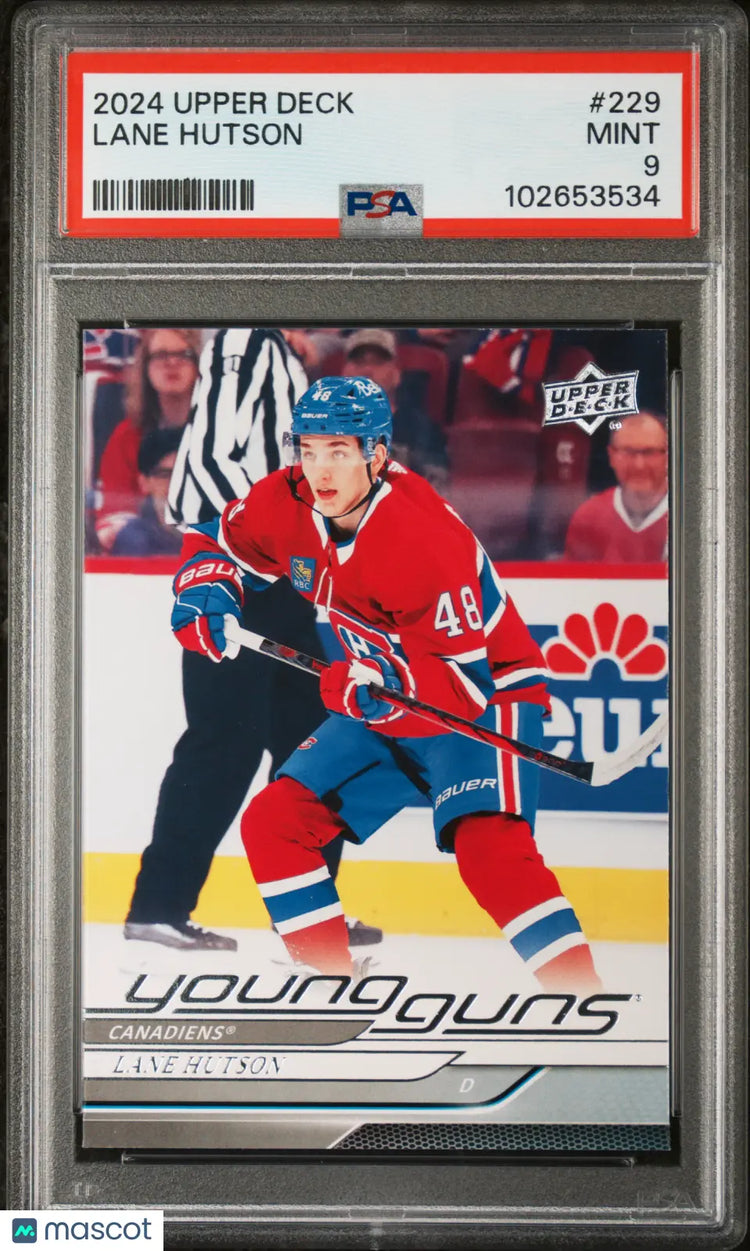 2024-25 Upper Deck Series 1 Hockey Lane Hutson Young Guns RC PSA 9 