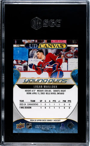 2024-25 Upper Deck Series 1 Hockey Logan Mailloux UD Canvas Young Guns SGC 10 