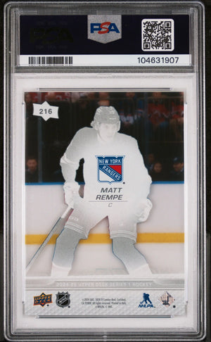 2024-25 Upper Deck Series One Hockey Matt Rempe Clear Cut Young Guns RC PSA 10 