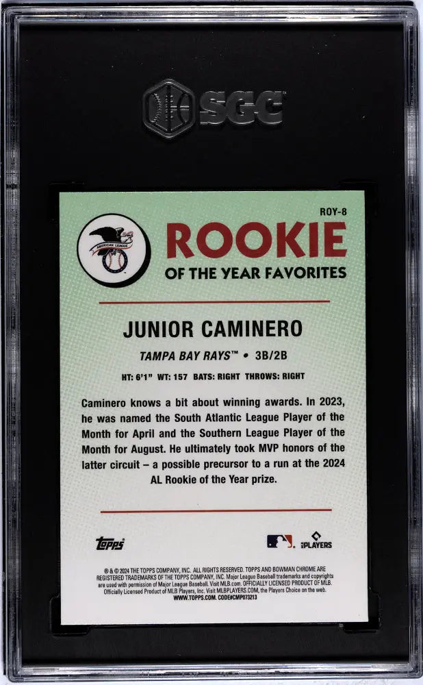 2024 Bowman Baseball Junior Caminero Rookie Of The Year Favorites SGC 9.5 