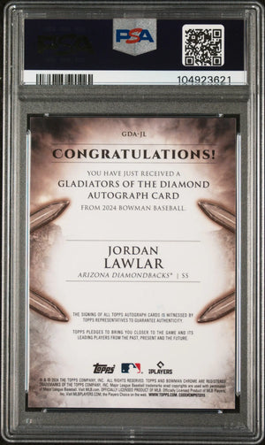 2024 Bowman Gladiators Of The Diamond Autos Gold Jordan Lawlar RC PSA 9 /50 