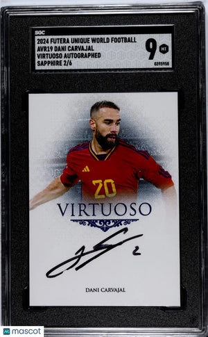 2024 Futera Unique World Football Dani Carvajal Sapphire Virtuoso Auto SGC 9 /6 