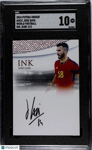 2024 Futera Unique World Football Jose Gaya Ruby Ink Auto SGC 10 /3 