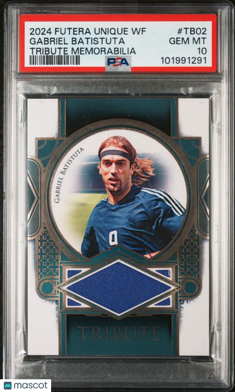 2024 Futera Unique World Football Tribute Relic Gabriel Batistuta PSA 10 /20 