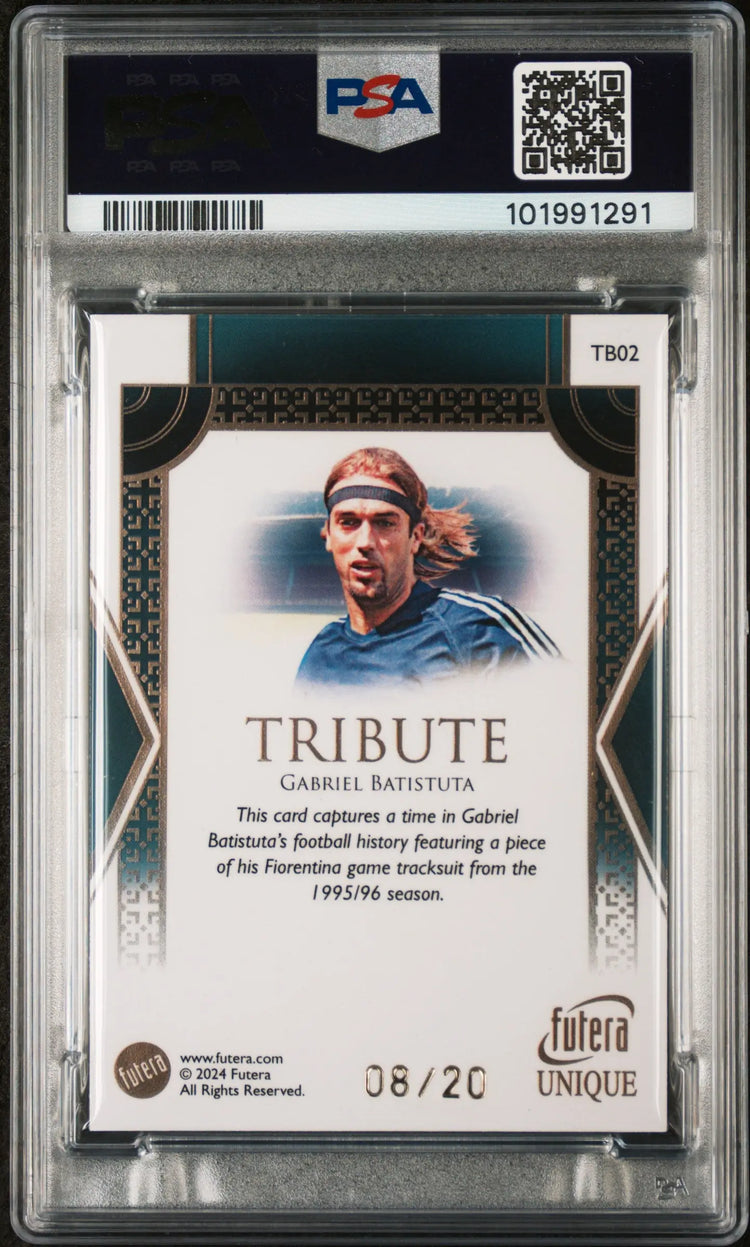 2024 Futera Unique World Football Tribute Relic Gabriel Batistuta PSA 10 /20 